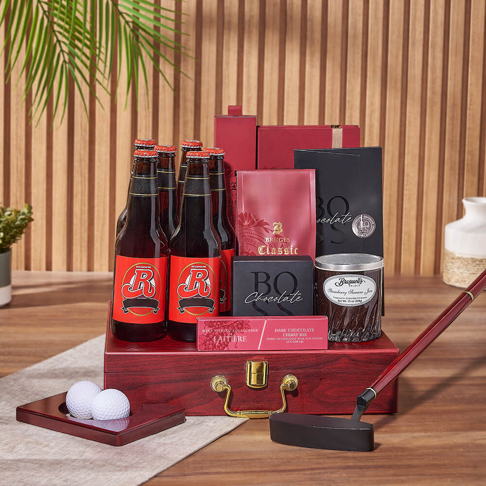 Deluxe Beer and Golf Set, beer gift, beer, chocolate gift, chocolate, golf gift, golf, Montreal delivery