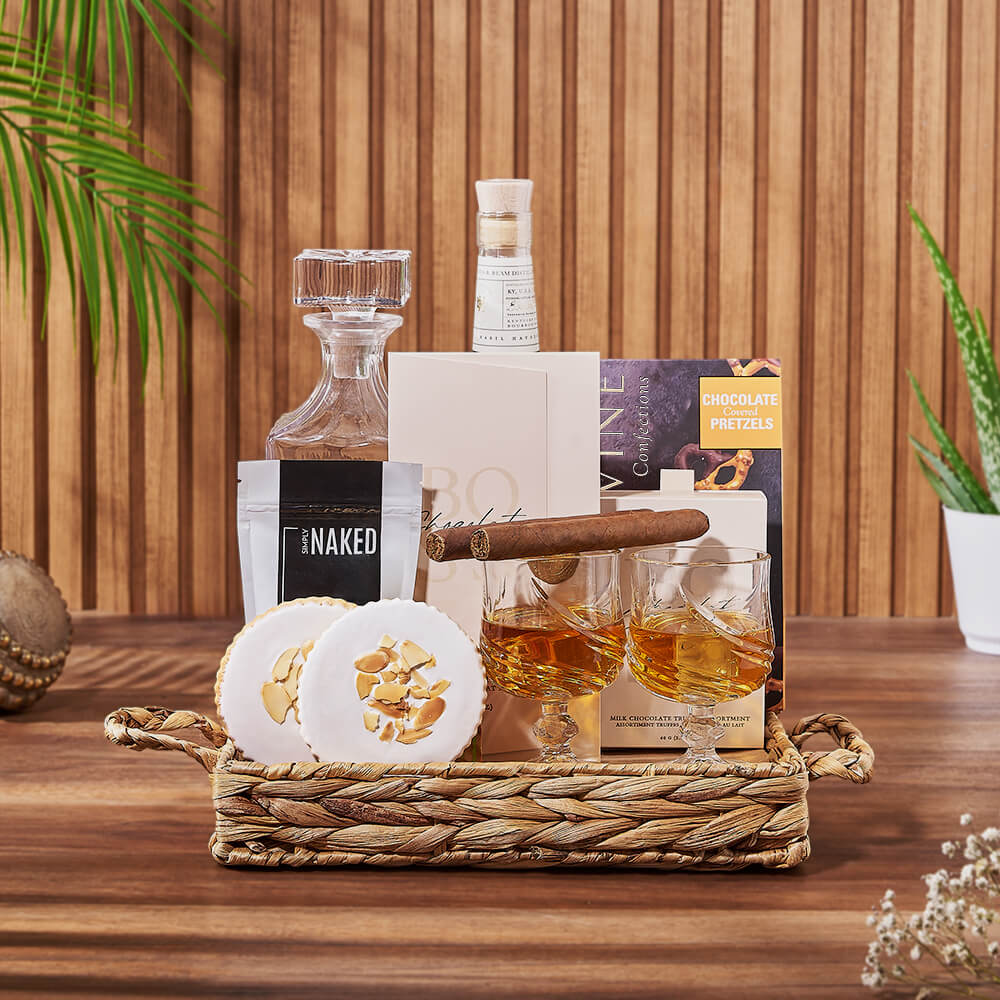 Deluxe Liquor &amp; Decanter Gift Set, liquor gift, liquor, cigar gift, cigar, decanter gift, decanter, Montreal delivery