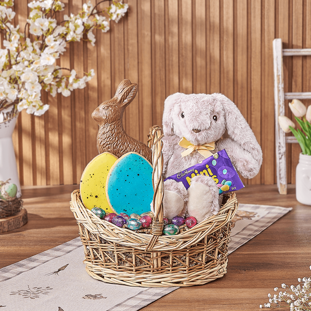 Easter Bunny Chocolate Treat Basket, plush gift, plush, chocolate gift, chocolate, easter gift, easter, Montreal  delivery