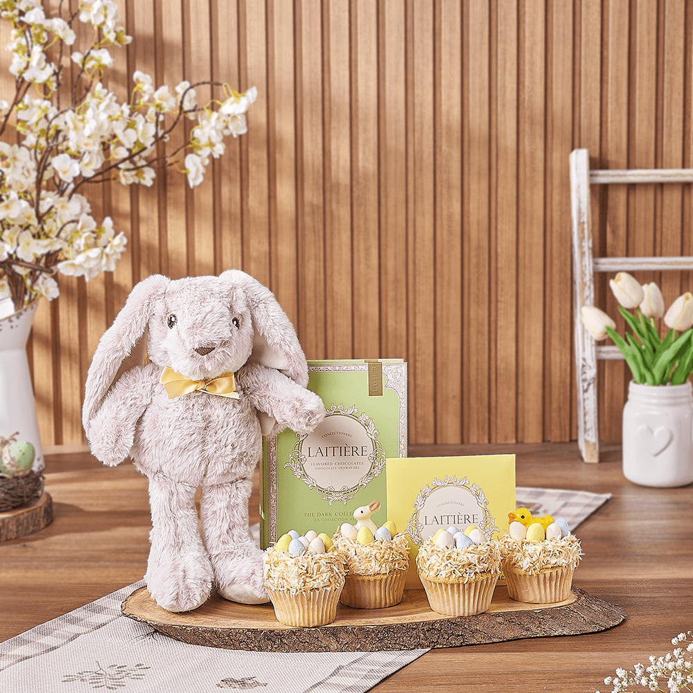 Easter Bunny & Cupcake Gift, easter gift, easter, cupcake gift, cupcake, chocolate gift, chocolate, Montreal delivery