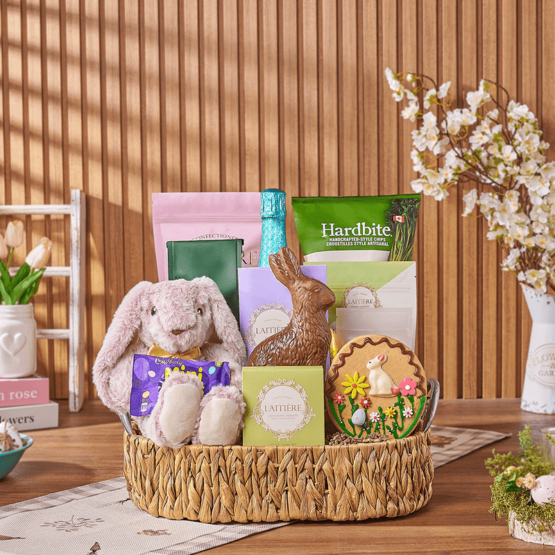 Easter Champagne & Snack Basket, easter gift, easter, sparkling wine gift, sparkling wine, champagne gift, champagne, chocolate gift, chocolate, Montreal delivery