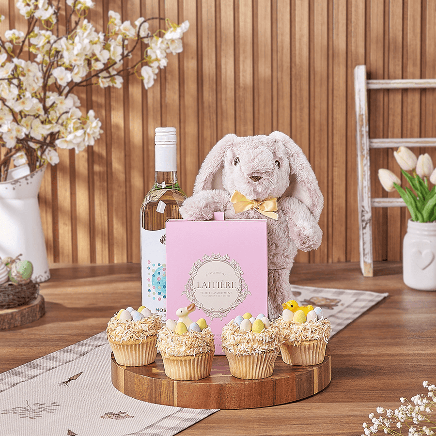 Easter Cupcake & Wine Gift Set, wine gift, wine, cupcake gift, cupcake, easter gift, easter, Montreal delivery