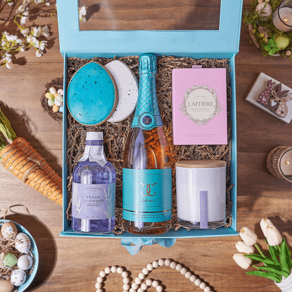 Easter Spa & Champagne Box, spa gift, spa, champagne gift, champagne, sparkling wine gift, sparkling wine, Montreal delivery