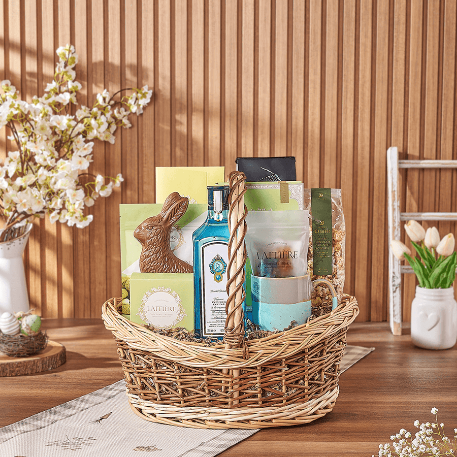 Easter Spirits & Coffee Basket, easter gift, easter, liquor gift, liquor, chocolate gift, chocolate, coffee gift, coffee, Montreal delivery