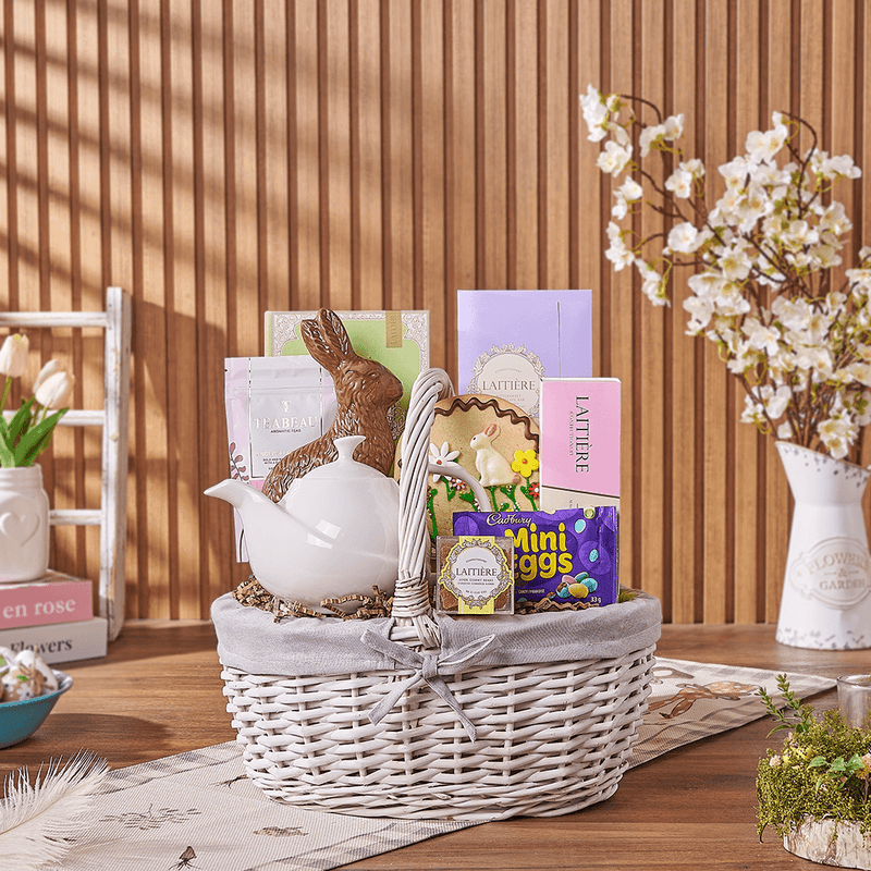 Easter Tea Party Gift Basket, tea gift, tea, chocolate gift, chocolate, easter gift, easter, easter basket, Montreal delivery