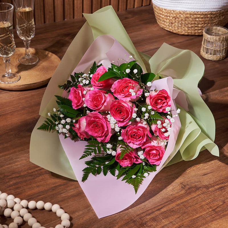 Enduring Pink Rose Gift, flower gift basket, flower, bouquet gift, bouquet, rose gift, rose, Montreal delivery