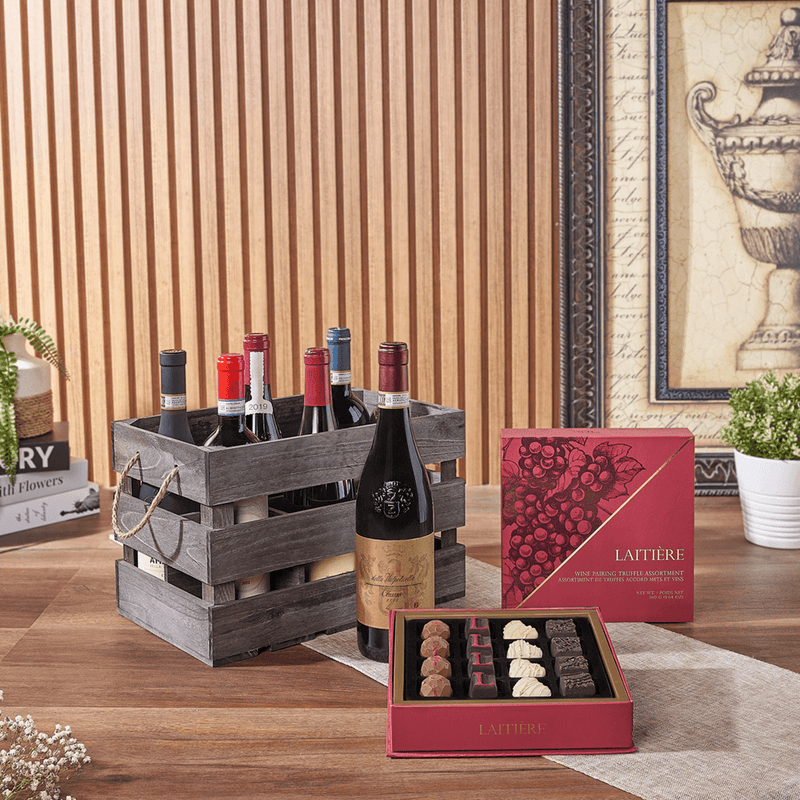 Exceptional Wine Gift Crate - Vintage Premium Wines from Montreal Baskets - Wine Gift Basket - Montreal Delivery
