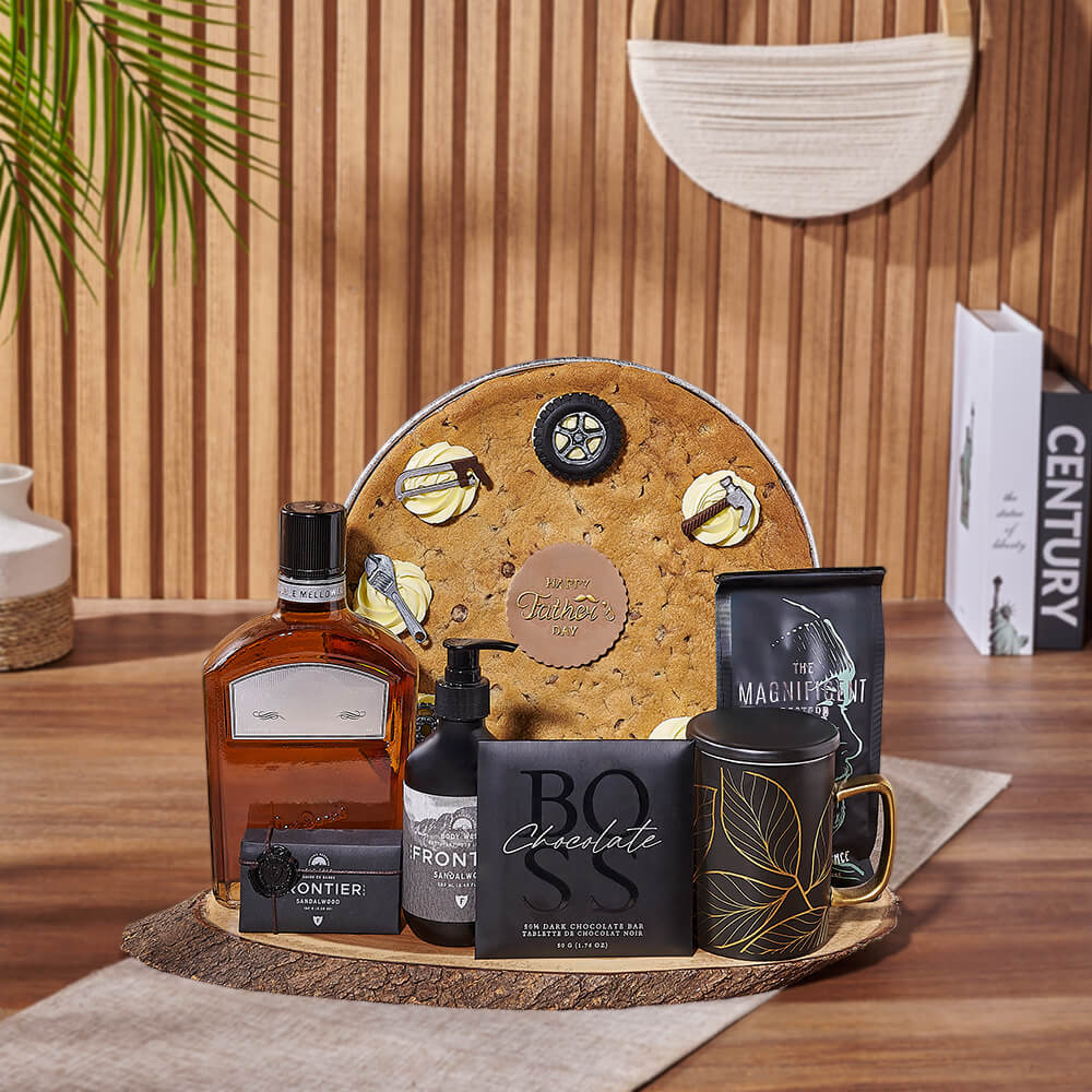 Father's Day Spa and Whiskey Basket – how the gift is presented