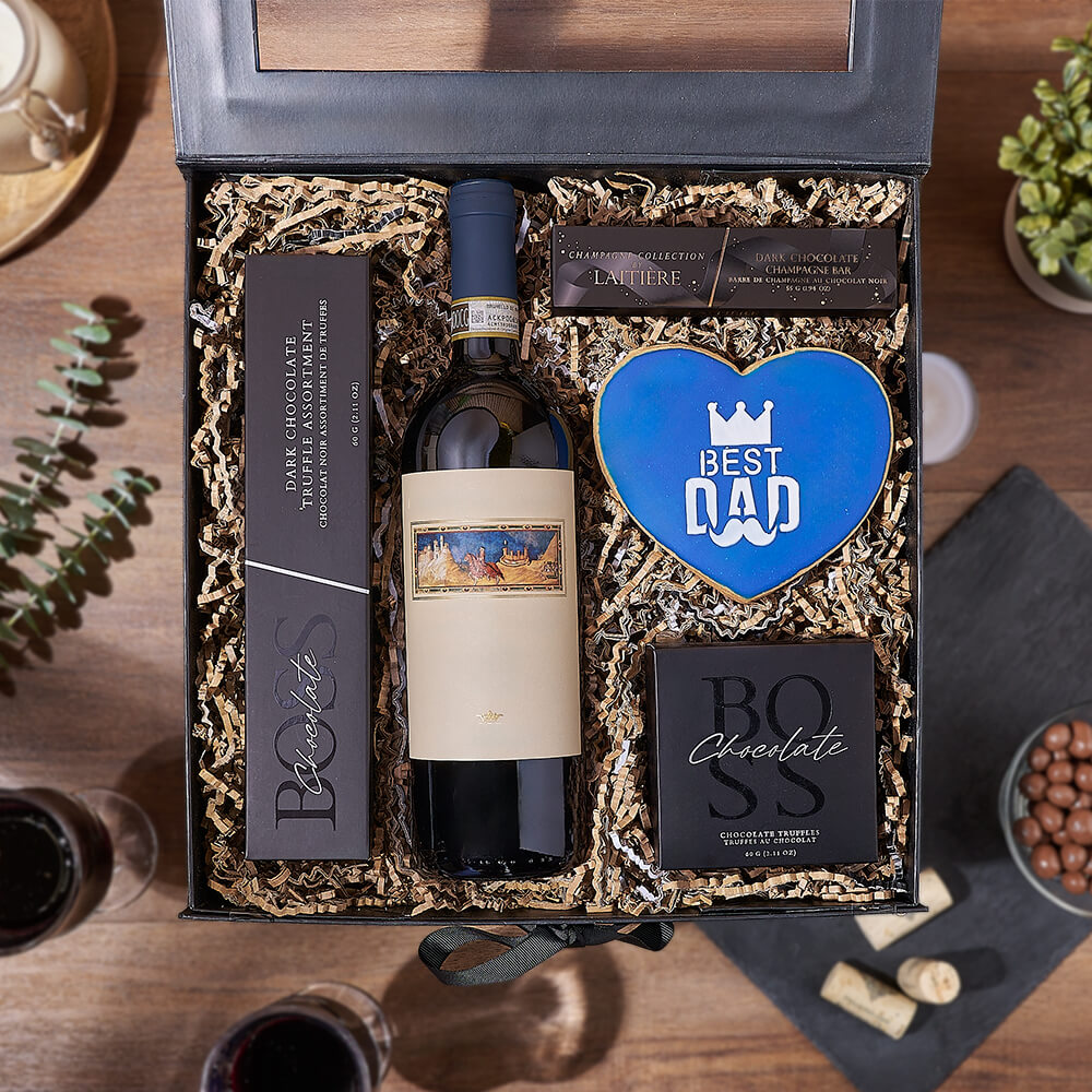 Father’s Day Wine &amp; Sweets Box, wine gift, wine, chocolate gift, chocolate, fathers day gift, fathers day, Montreal delivery