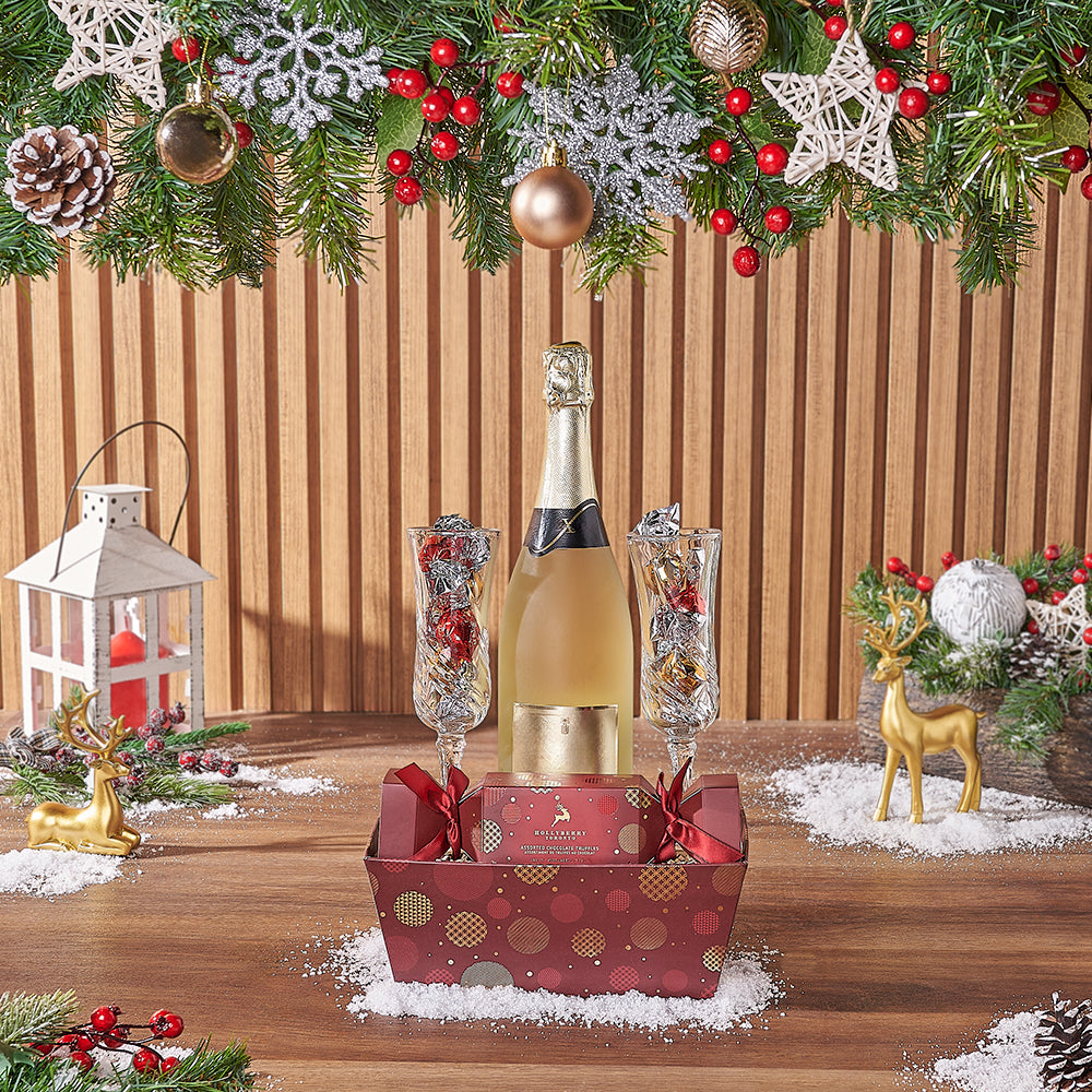 Festive Truffles & Champagne Set, champagne gift, champagne, sparkling wine gift, sparkling wine, chocolate gift, chocolate, Christmas gift, Christmas, Montreal delivery