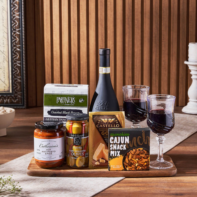 From Italy With Love Wine & Cheese Gift Basket, wine gift, wine, cheese gift, cheese, appetizer gift, appetizer, Montreal delivery