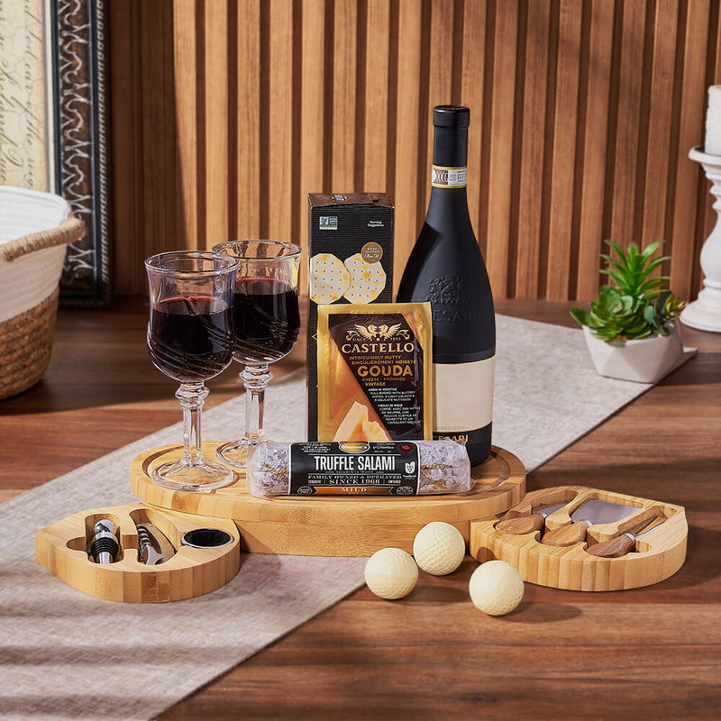 Golf Pro Gourmet Wine Gift Set, golf gift, golf, wine gift, wine, charcuterie gift, charcuterie, Montreal delivery