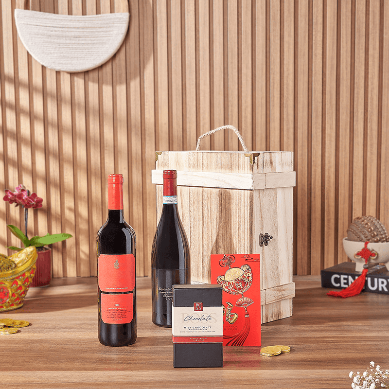 Good Fortune Wine Duo Box, wine gift, wine, chinese new year gift, chinese new year, lunar new year gift, lunar new year, Montreal delivery