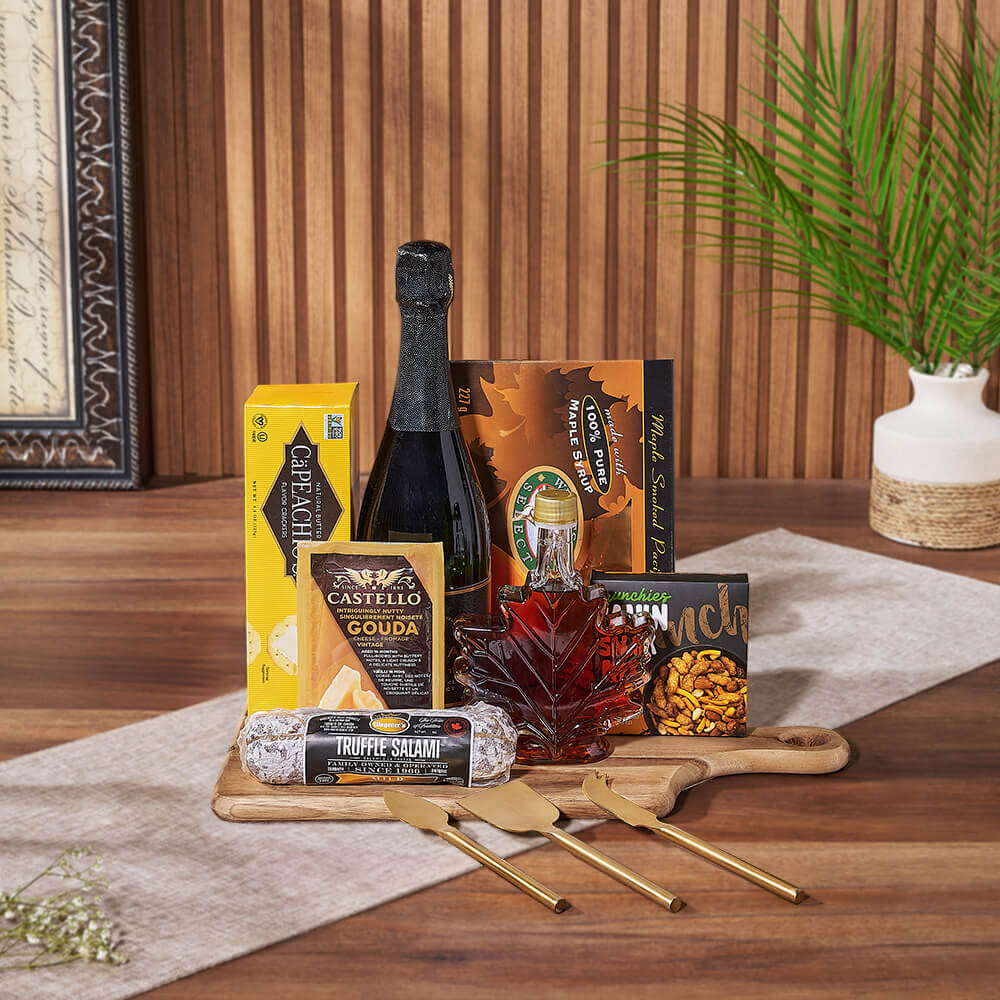 Gourmet Cheese & Champagne Gift Basket, champagne gift, champagne, sparkling wine gift, sparkling wine, seafood gift, seafood, Montreal delivery