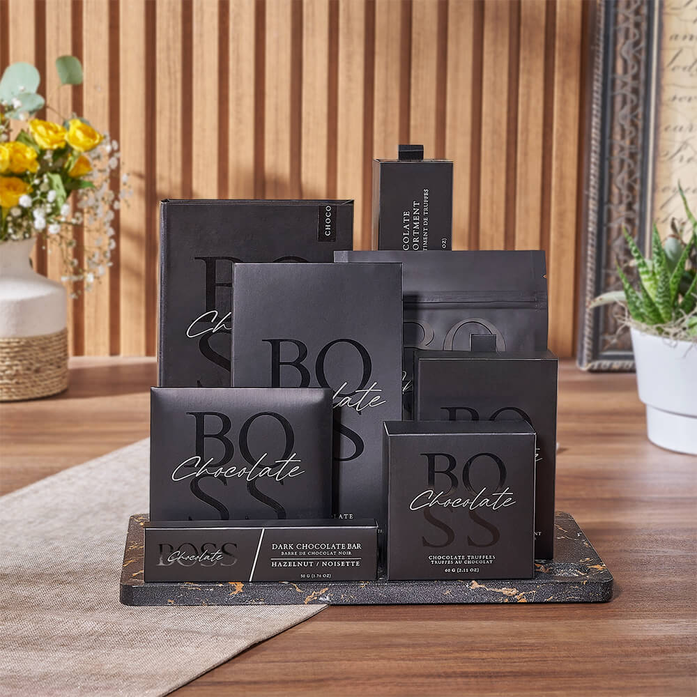 Chocolate and Marble Board Set – how the gift is presented