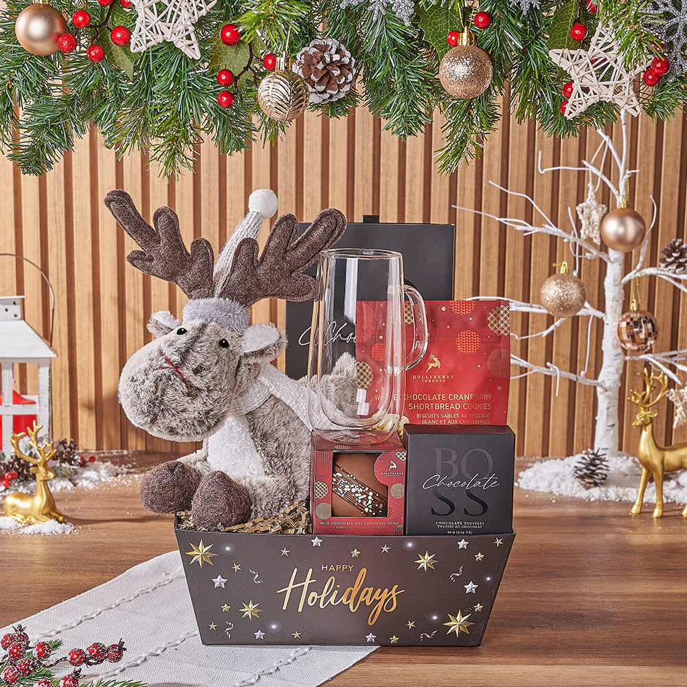 Gourmet Christmas Reindeer Set, christmas gift, christmas, chocolate gift, chocolate, hot chocolate gift, hot chocolate, Montreal delivery