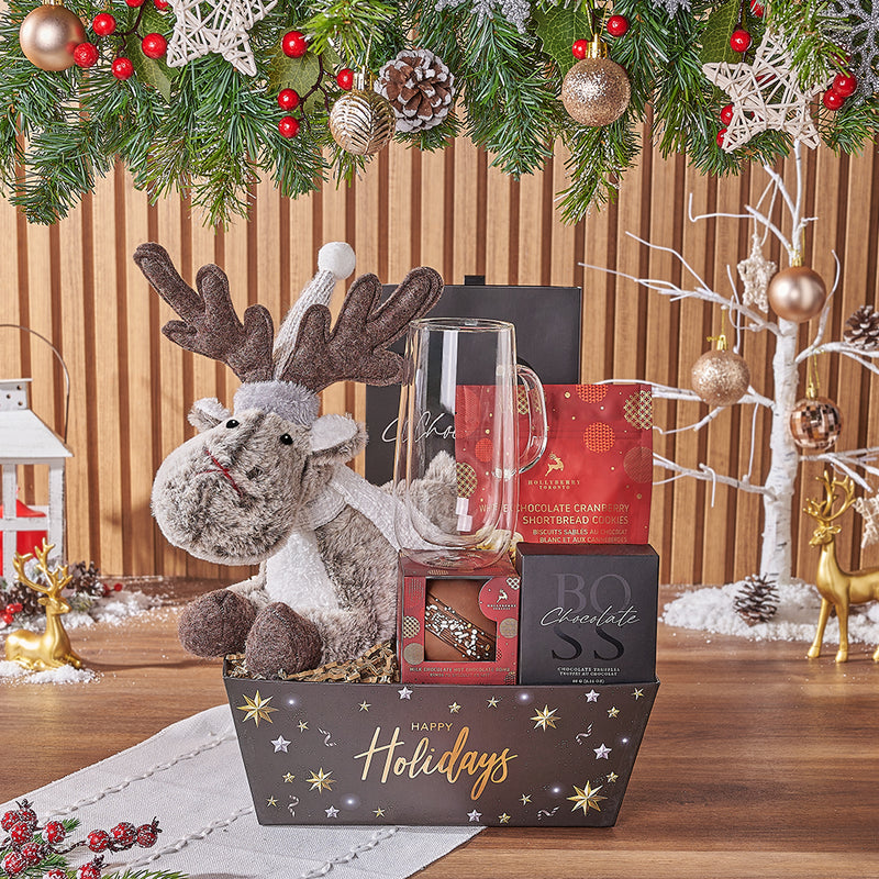 Gourmet Christmas Reindeer Set, christmas gift, christmas, chocolate gift, chocolate, hot chocolate gift, hot chocolate, Montreal delivery