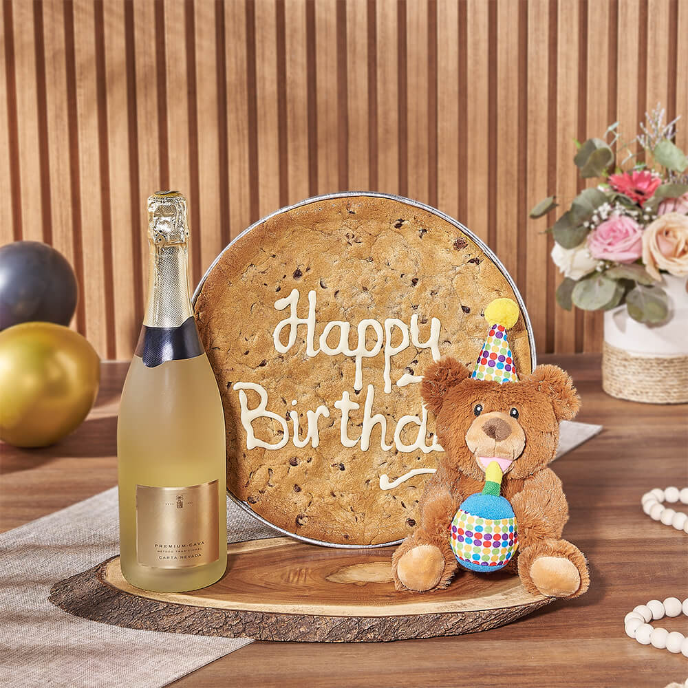 Happy Birthday Cookie &amp; Champagne Gift Set, champagne gift, champagne, sparkling wine gift, sparkling wine, birthday gift, birthday, Montreal delivery