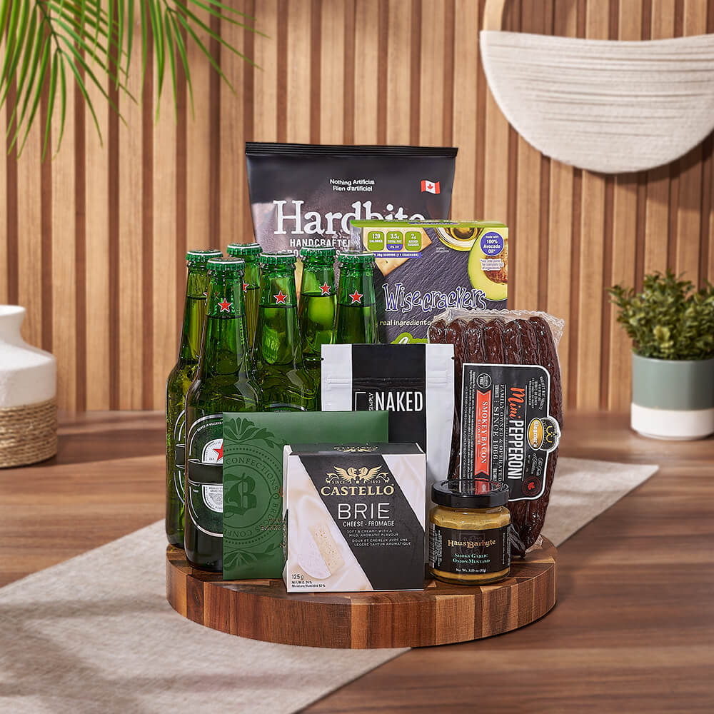 Heineken Beer & Snacks Basket, beer gift, beer, Heineken gift, Heineken, charcuterie gift, charcuterie, Montreal delivery