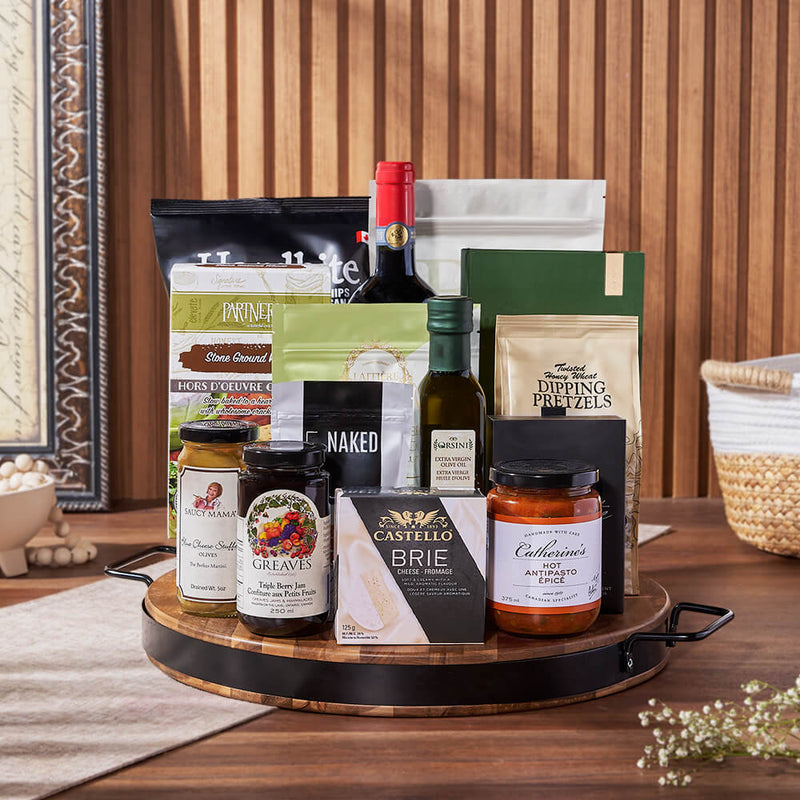 Hillcrest Wine Basket, wine gift, wine, cheese gift, cheese, gourmet gift, gourmet, Montreal delivery