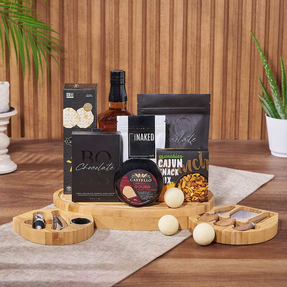 Hole in One Gourmet Gift Set, liquor gift, liquor, cookie gift, cookies, chocolate gift, chocolate, Montreal delivery