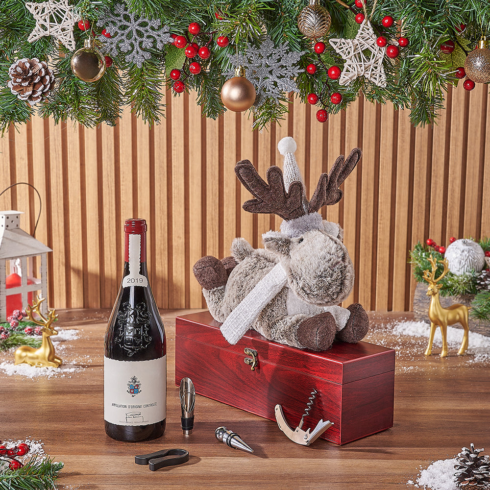 Holiday Reindeer &amp; Cheer Gift Set, wine gift, wine, christmas gift, christmas, Montreal delivery