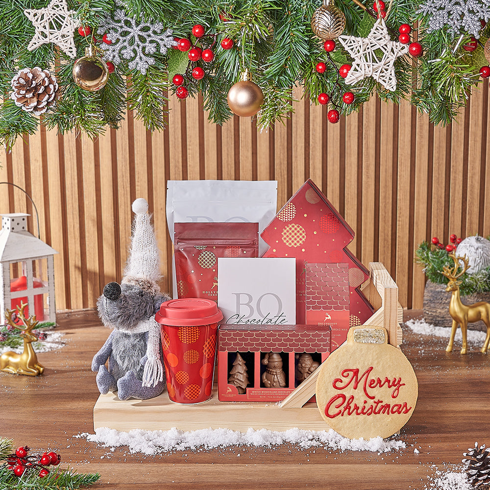 Sled with Holiday Chocolates – how the gift is presented