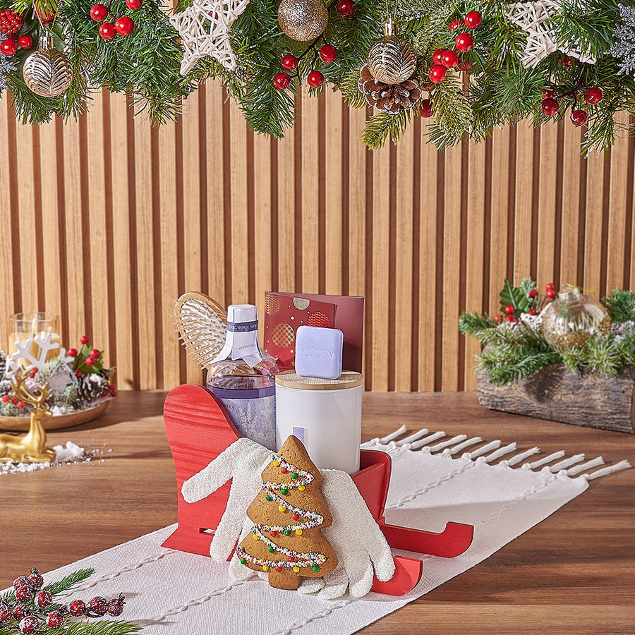 Holiday Spa Gift Sleigh, spa gift, spa, Christmas gift, Christmas, chocolate gift, chocolate, Montreal delivery