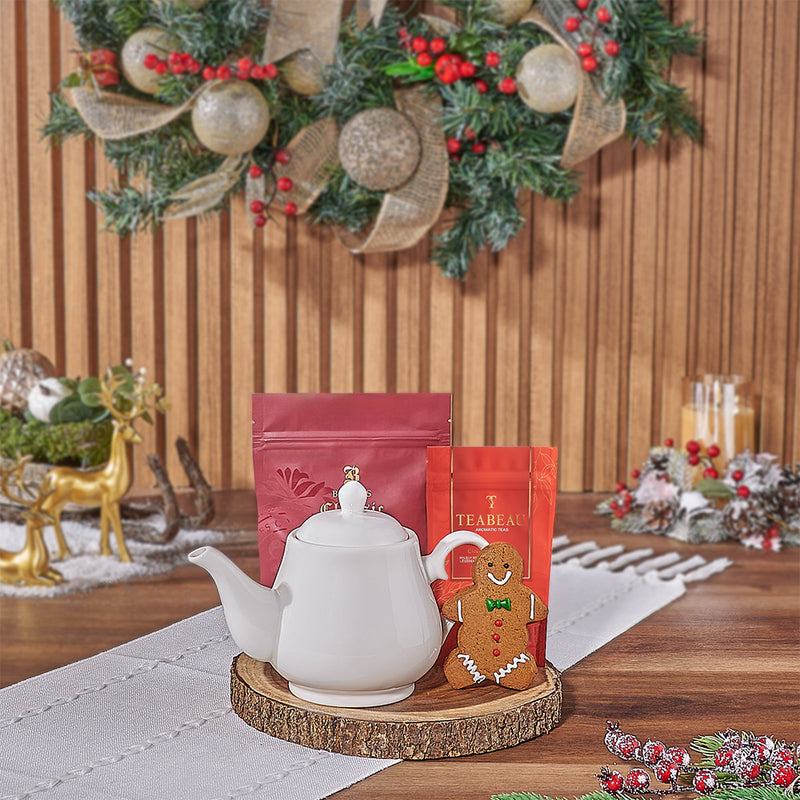Holiday Tea & Cookies Gift Basket, tea gift, tea, cookie gift, cookie, Christmas gift, christmas, Montreal delivery