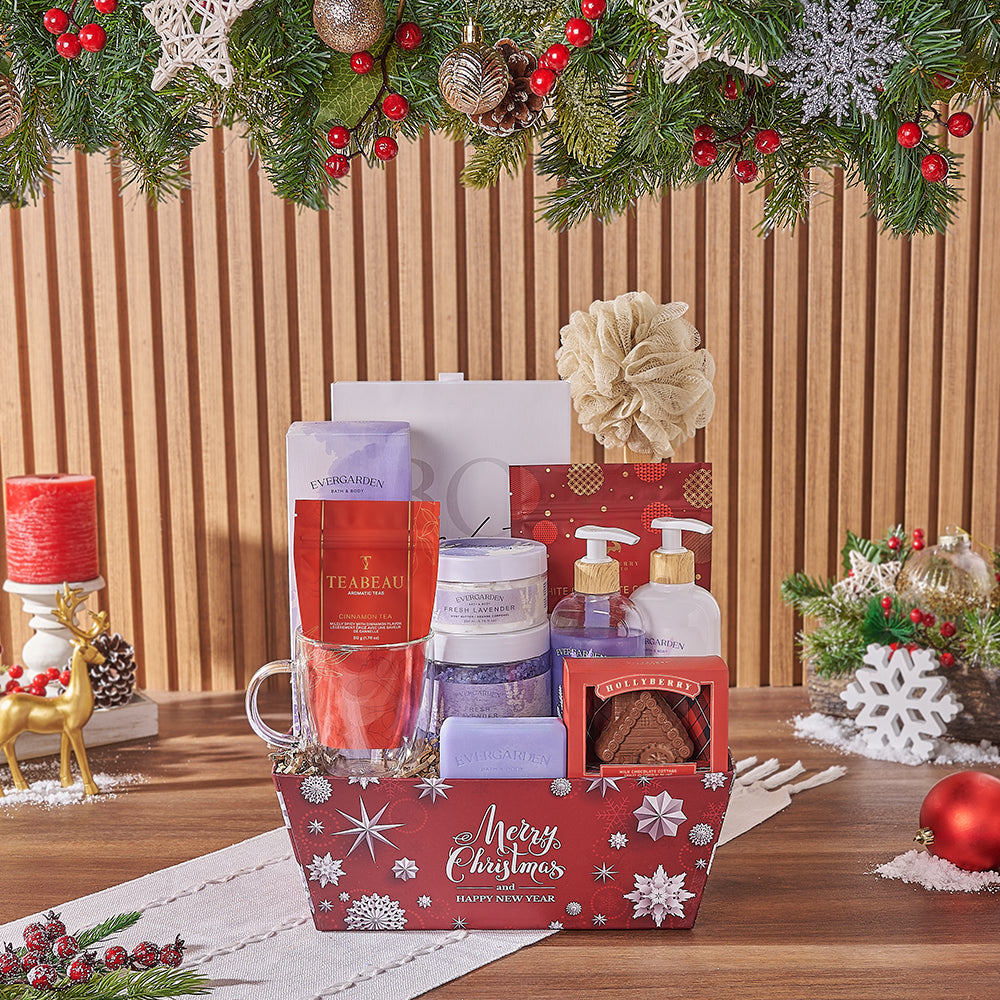 Holiday Teatime Spa Gift, Christmas gift, Christmas, spa gift, spa, chocolate gift, chocolate, tea gift, tea, Montreal delivery