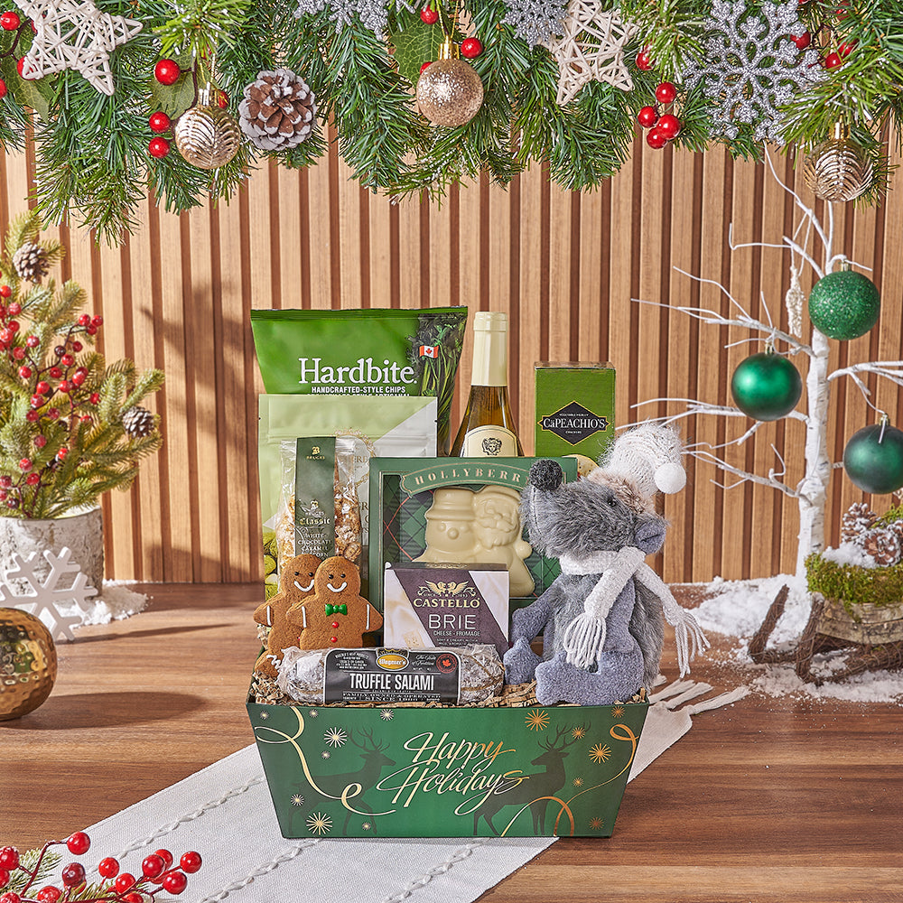 Holiday Wine & Charcuterie Gift Basket, christmas gift, christmas, chocolate gift, chocolate, cookie gift, cookie, wine gift, wine, Montreal delivery