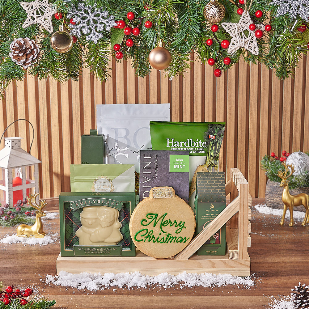 Holiday Snack Basket Christmas – how the gift is presented