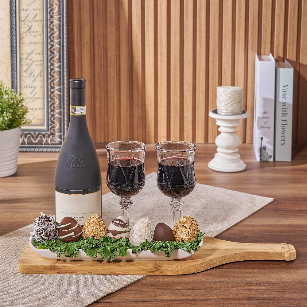 Indulgent Chocolate Strawberries &amp; Wine, wine gift, wine, chocolate covered strawberry gift, chocolate covered strawberry, Montreal delivery