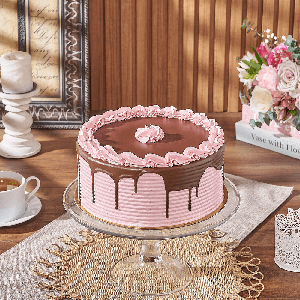 Large Raspberry Chocolate Cake – how the gift is presented