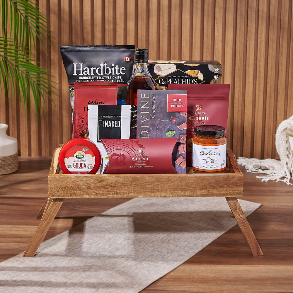 Liquor &amp; Refreshment Gift Tray, liquor gift, liquor, snack gift, snack, Montreal delivery