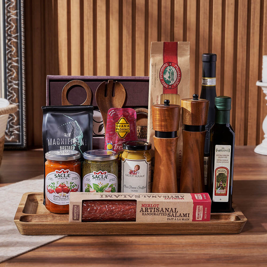 Little Italy Deluxe Wine Basket, wine gift, wine, pasta gift, pasta, coffee gift, coffee, Montreal delivery