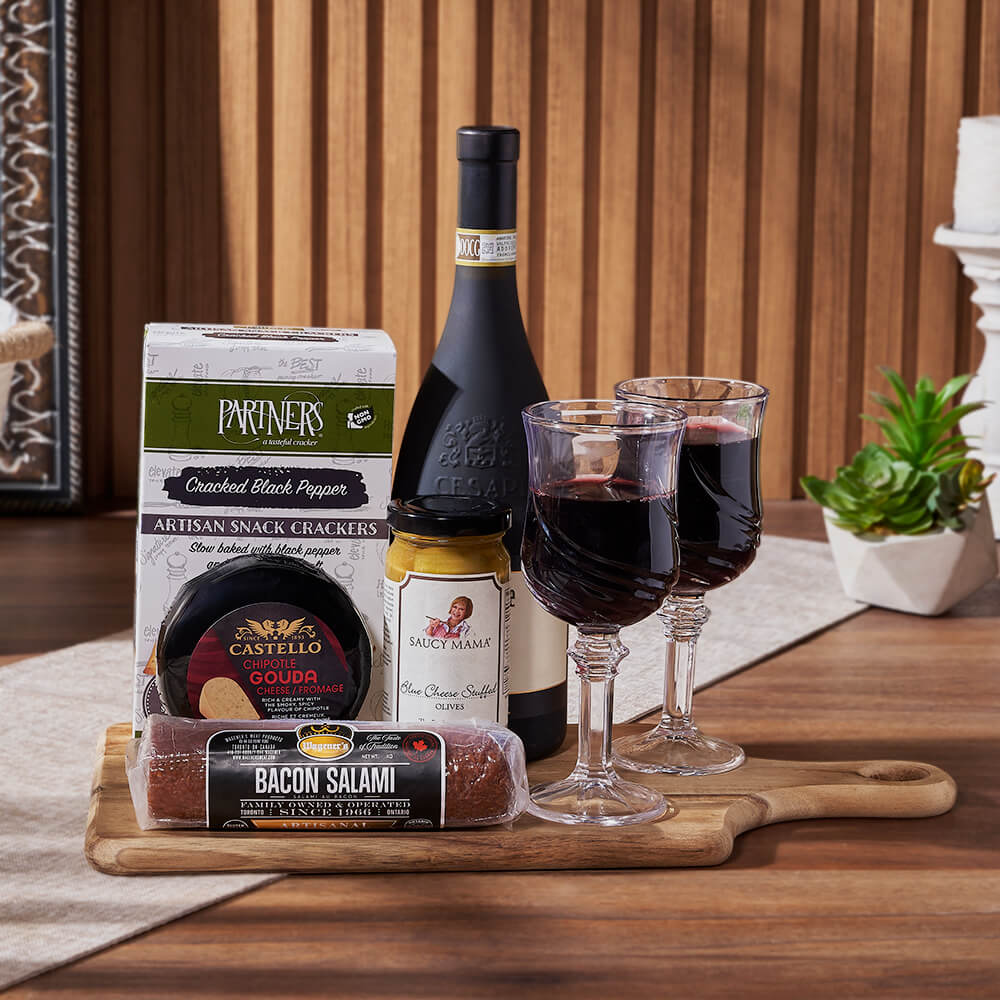 Celebration Red Wine Basket – how the gift is presented