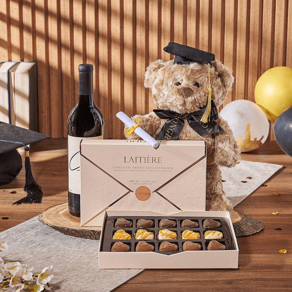 Love Letter to Graduation Gift, graduation gift, graduation, wine gift, wine, chocolate gift, chocolate, Montreal delivery