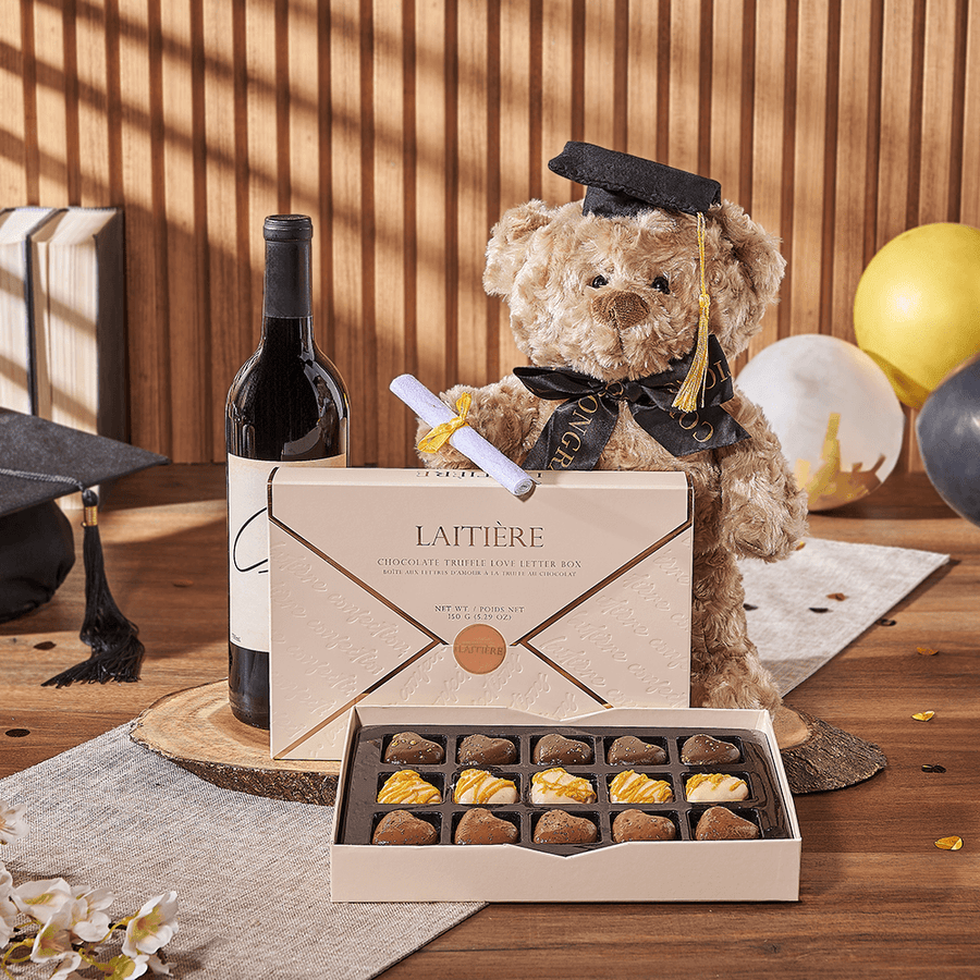 Love Letter to Graduation Gift, graduation gift, graduation, wine gift, wine, chocolate gift, chocolate, Montreal delivery