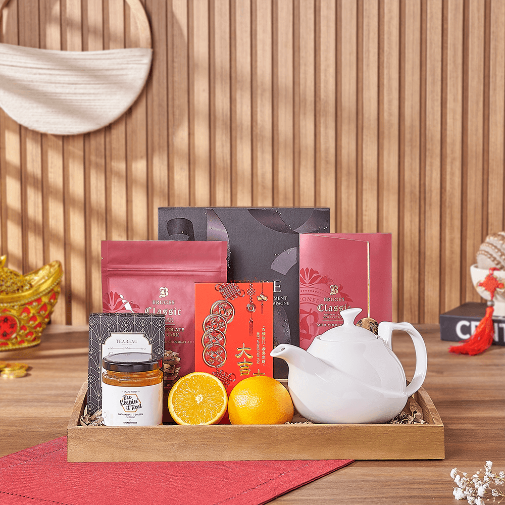 Lucky Tea Time Gift Tray, chinese new year gift, chinese new year, lunar new year gift, lunar new year, tea gift, tea, Montreal delivery
