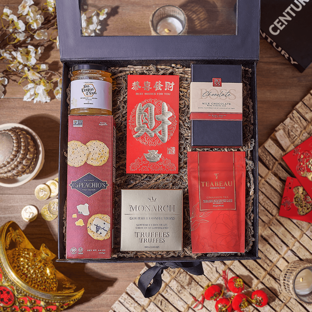 Lucky Tea &amp; Chocolate Gift Box, chinese new year gift, chinese new year, lunar new year gift, lunar new year, Montreal delivery