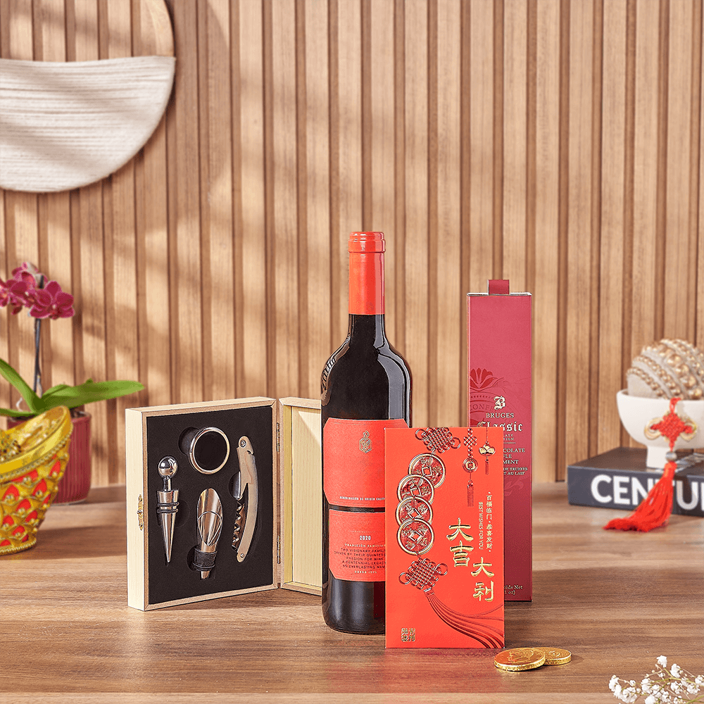 Lucky Wine & Chocolate Gift Set, chinese new year gift, chinese new year, lunar new year gift, lunar new year, Montreal delivery