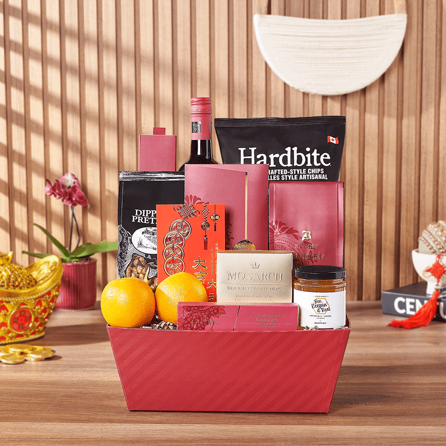 Lucky Wine & Snack Gift Set, wine gift, wine, chinese new year gift, chinese new year, lunar new year gift, lunar new year, Montreal delivery