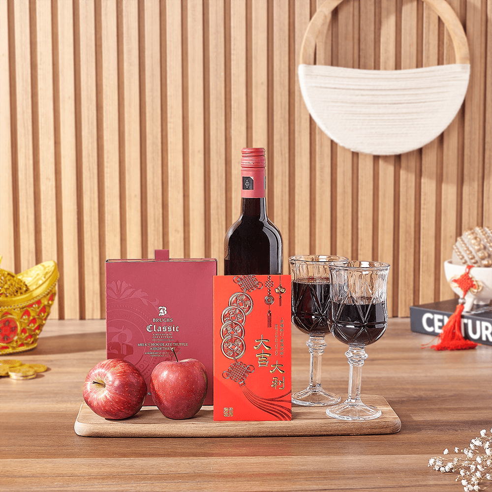 Lunar New Year Wine & Chocolate Gift, wine gift, wine, chinese new year gift, chinese new year, lunar new year gift, lunar new year, Montreal delivery