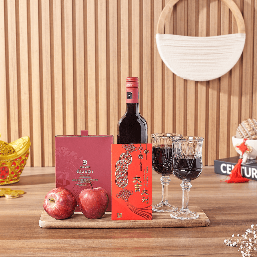 Lunar New Year Wine & Chocolate Gift, wine gift, wine, chinese new year gift, chinese new year, lunar new year gift, lunar new year, Montreal delivery