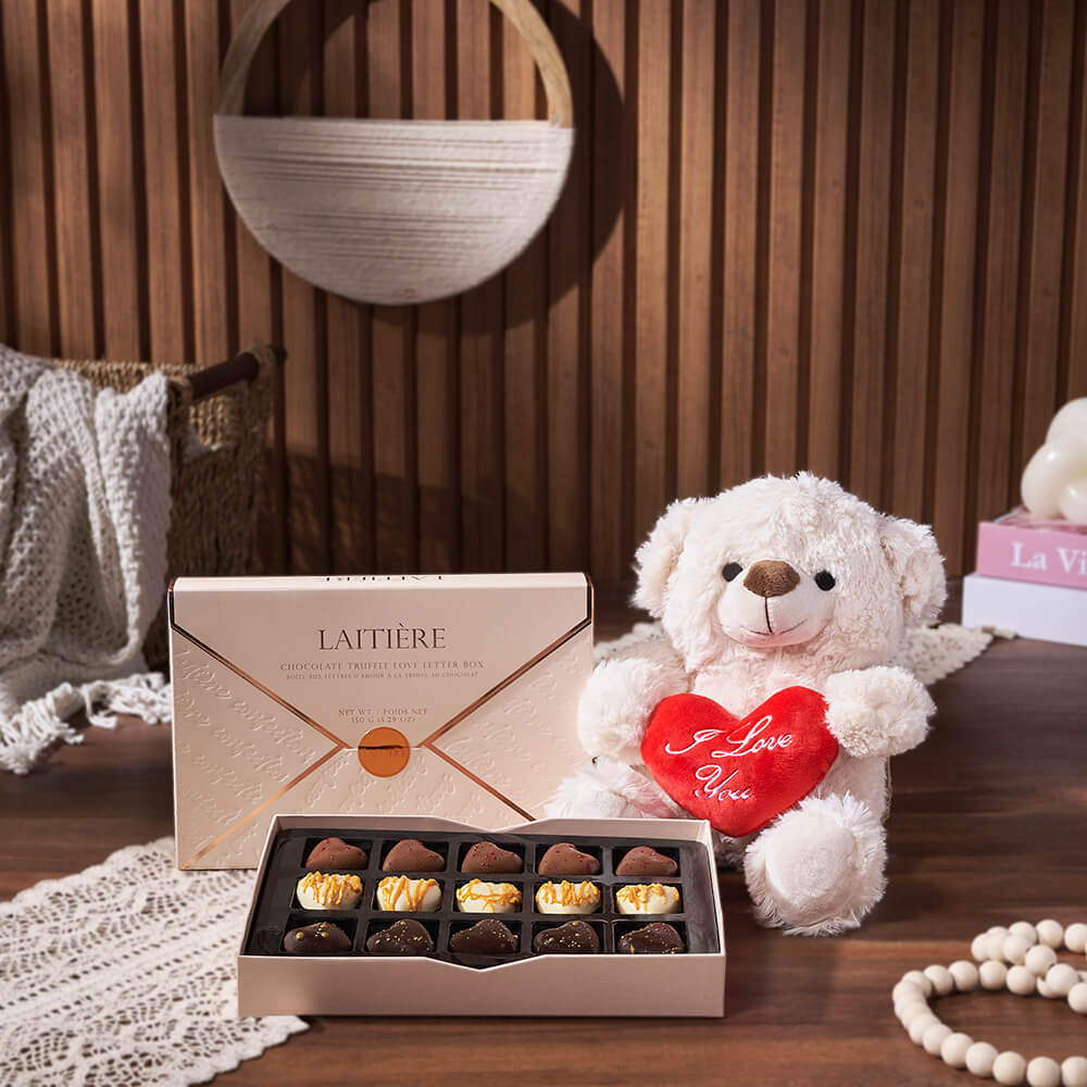 Luxury Truffle &amp; Bear Gift Set, chocolate gift, chocolate, bear gift, bear, Montreal delivery