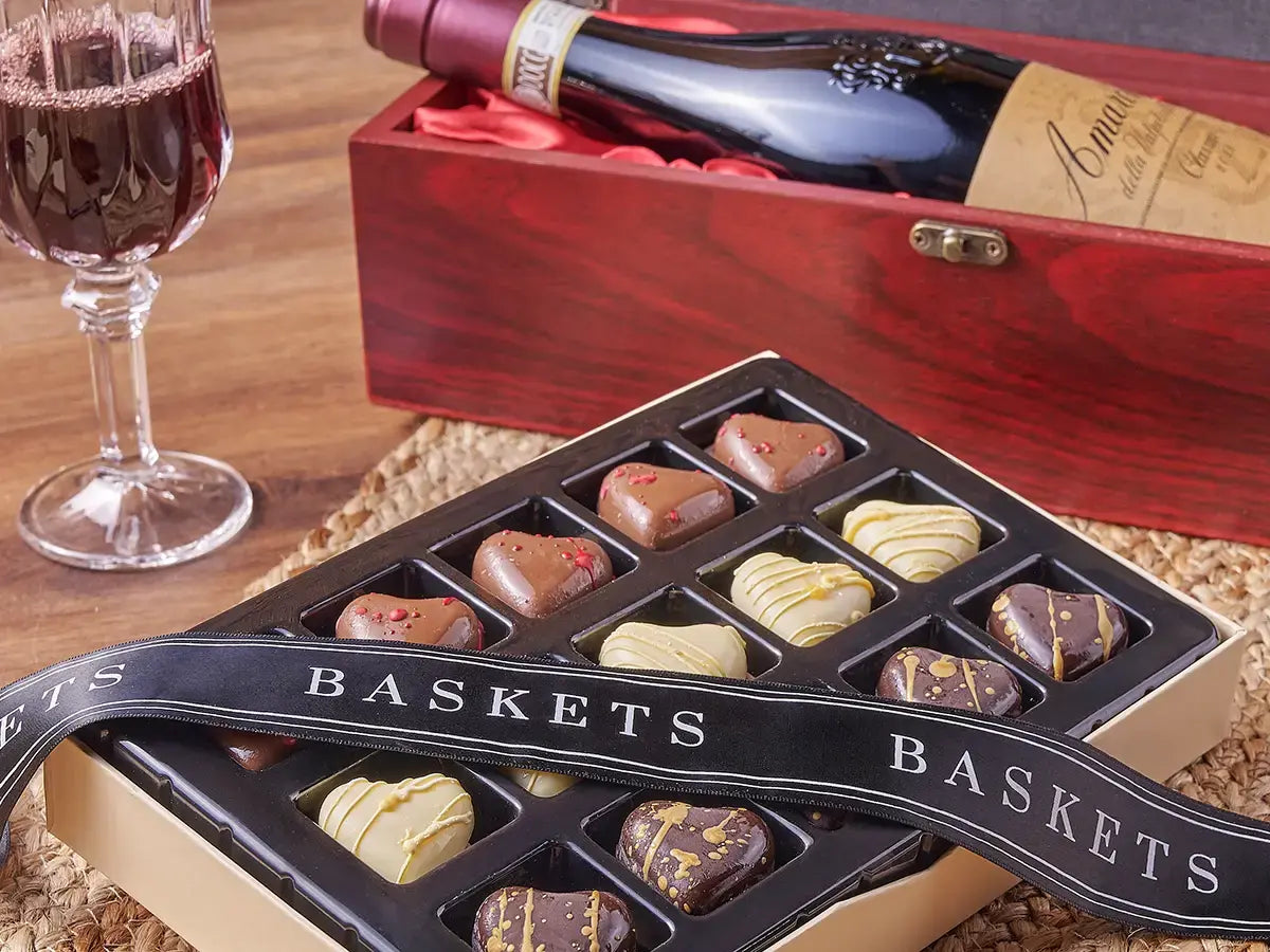 Gift basket being assembled in-house with chocolates and baked goods
