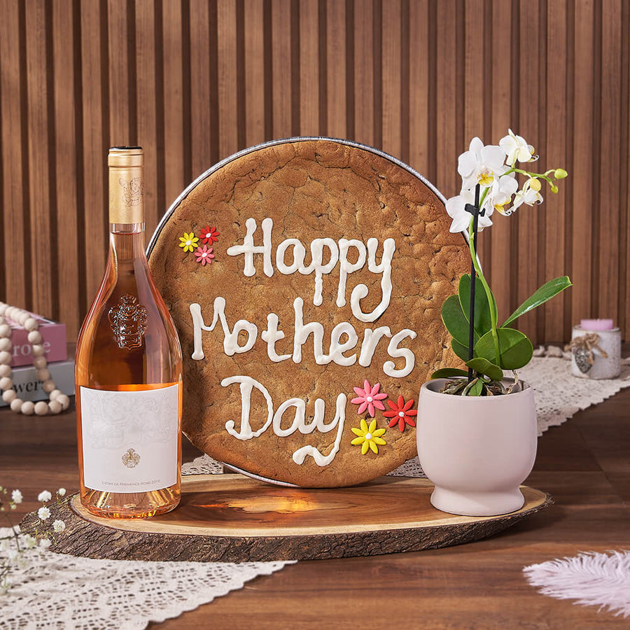 Mother's Day Cookie & Wine Gift, mothers day gift, mothers day, wine gift, wine, plant gift, plant, orchid gift, orchid, Montreal delivery
