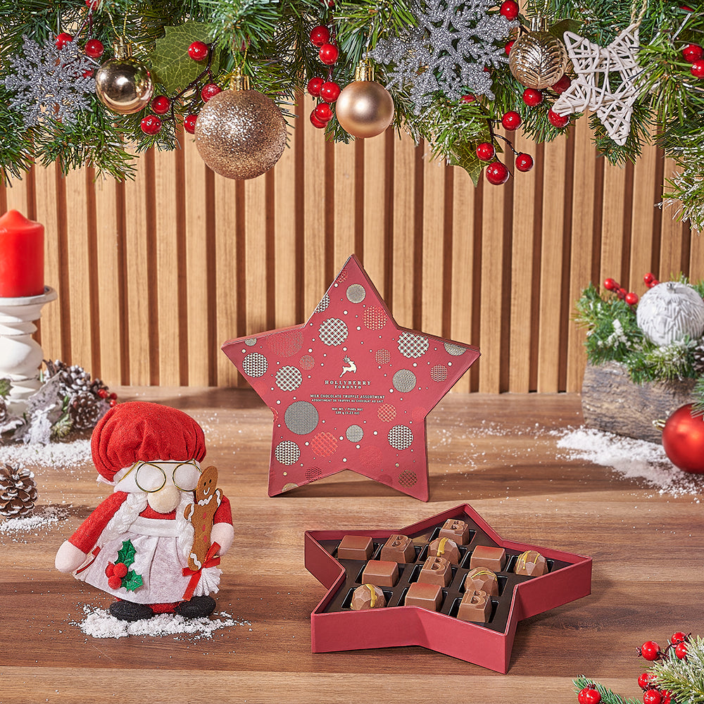 Hollyberry Chocolate Truffles Basket – how the gift is presented