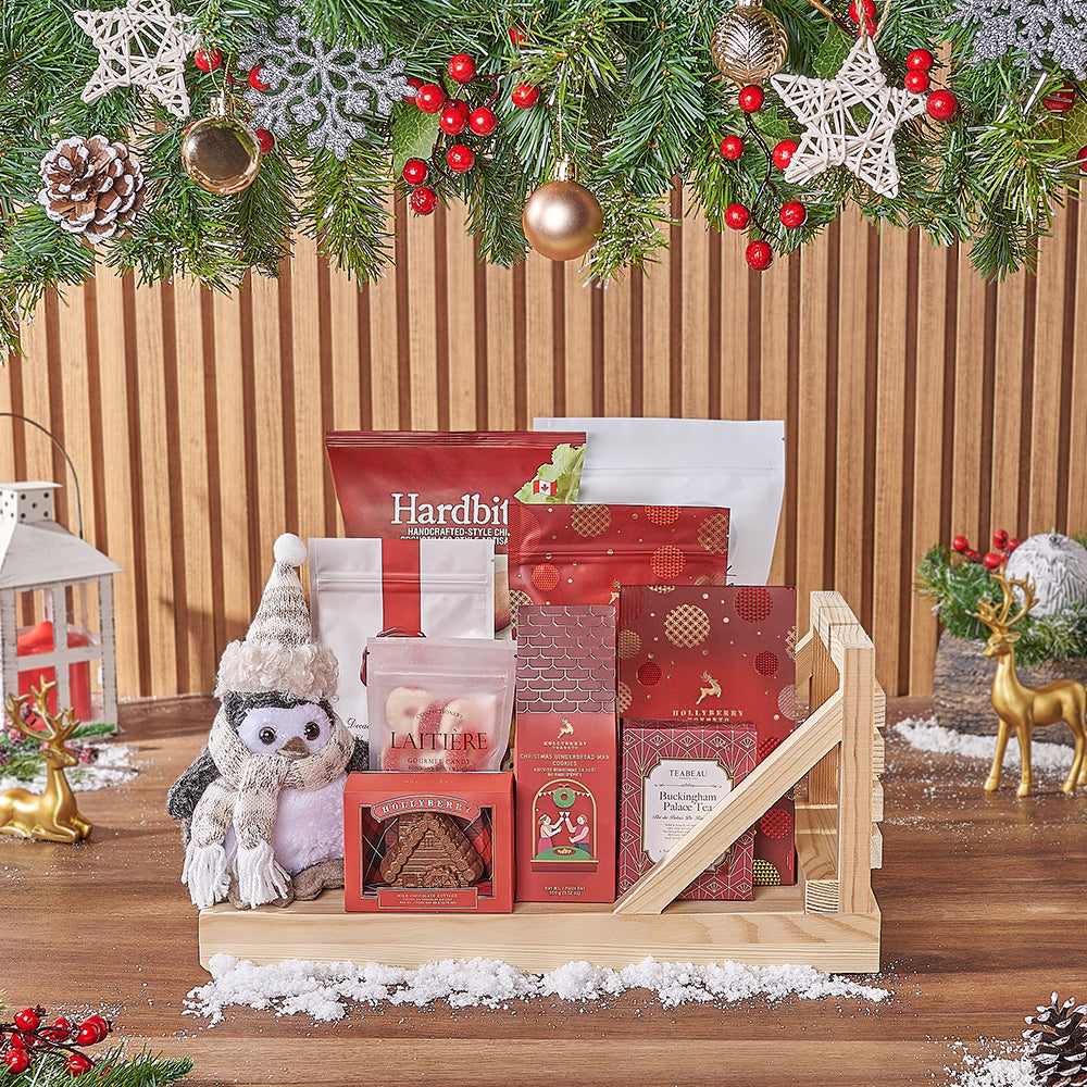 Festive Plush and Sweets Gift Basket – how the gift is presented